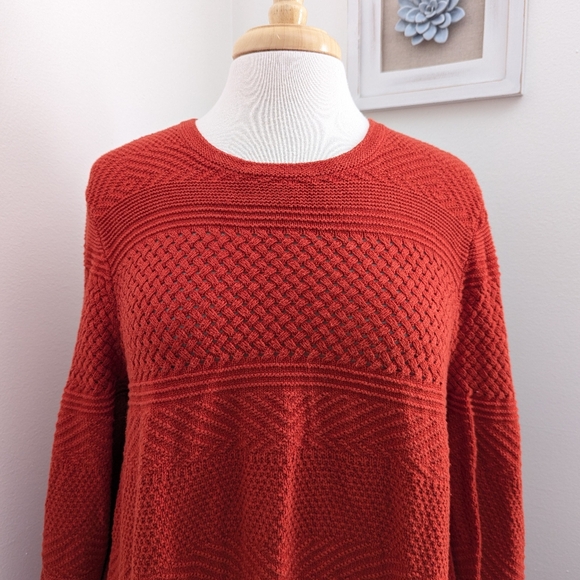 Eight Eight Eight Oversized Crochet Knit Sweater Burnt Orange XL - Picture 2 of 9